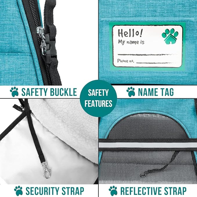 PetAmi Airline Approved Pet Carrier for Cat, Soft Sided Dog Carrier for Small Dog, Cat Travel Supplies Accessories Indoor Cat, Ventilated Pet Carrying Bag Medium Large Kitten Puppy, Small Heather Blue