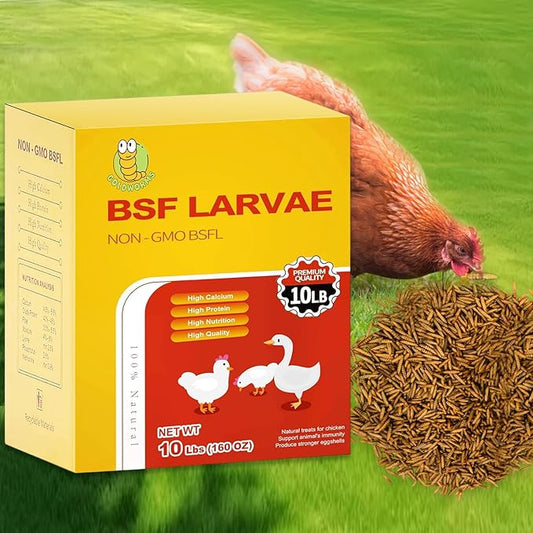 10LB Dried Black Solider Fly Larvae, BSFL is High Protein Chicken Feed with 85x More Calcium Than Dried Mealworms, Poultry Treats, Chickens Love, Birds Love, Hens Love, Ducks Love
