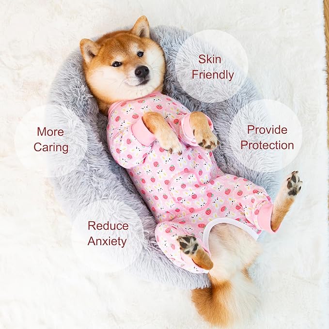 Dog Recovery Suit for Small Medium Large Dogs, Pet Onesie After Surgery Comfort Dog Bodysuit Anti Licking (4X-Large, Pink Bunny)