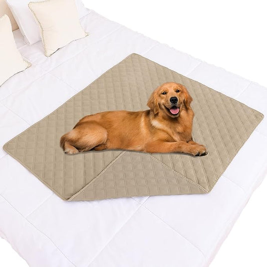Smiry Waterproof Dog Bed Cover Pet Blanket, Soft Washable Dog Blanket for Furniture Bed Couch Sofa Reversible, Checkered (40"x50", Taupe/Taupe)