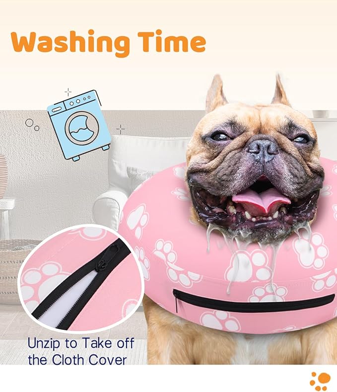 Supet Inflatable Dog Cone Collar for Large Medium Small Dogs, Soft Cone Collar for Dogs Cats, ECollar Doggie Neck Donut Dog Cone Alternative After Surgery