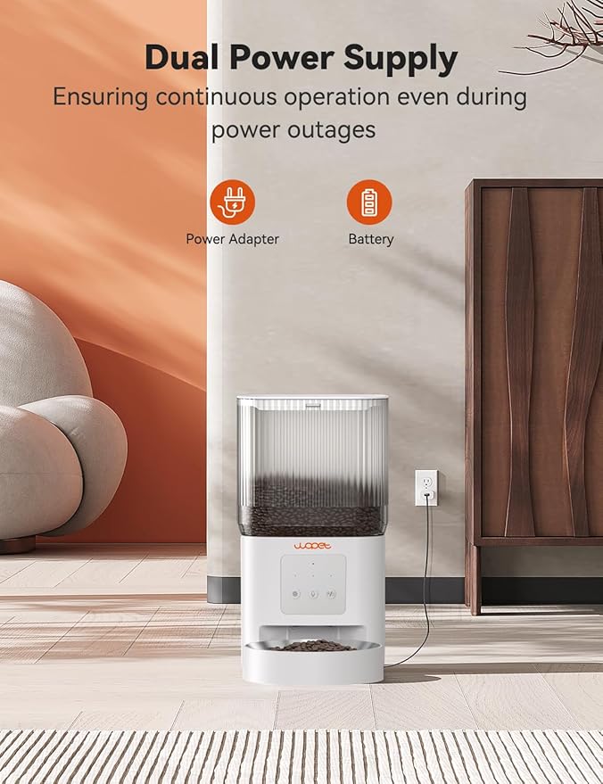 WOPET Automatic Cat Feeder, WiFi Dog Feeder with APP Control for Remote Feeding, Automatic Cat Food Dispenser with 10S Voice Record,1-10 Meals Per Day for Cats and Dogs