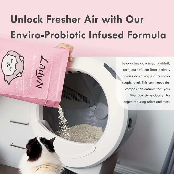 Lady N Granular Tofu Cat Litter Mini-Pellet Compatible with Automatic Self-Cleaning Cat Litter Box, Premium Clumping Ultra Absorbent, Low Tracking, Odor Control 9lb Yosemite Scent