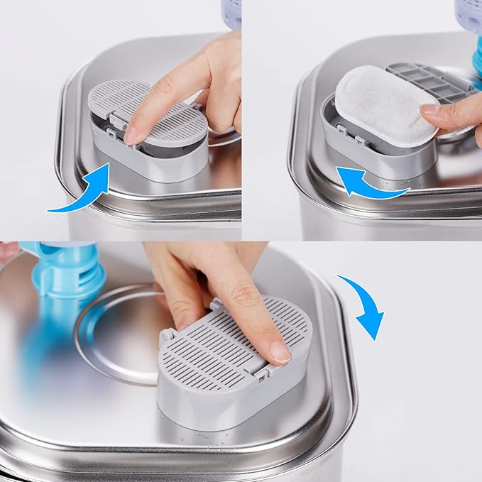 Cat Water Fountain Filters, 8 Pack Cat Fountain Filter Replacement with 8 Sponges for 3.2L/108oz Pet Water Fountain Stainless Steel