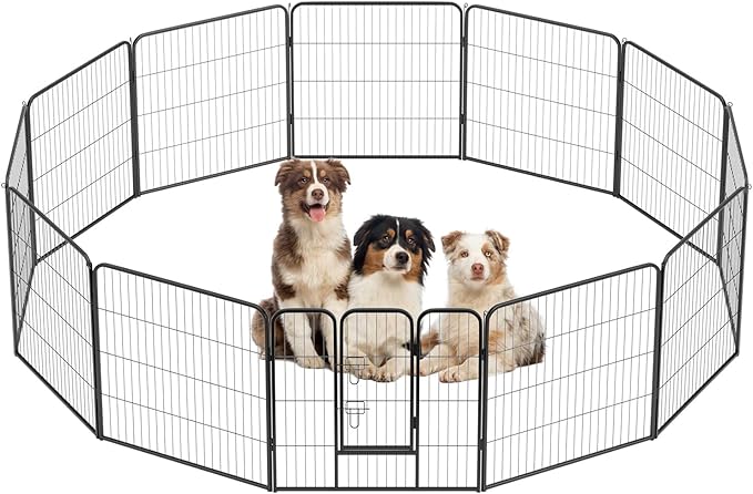 BestPet | Dog Playpen | 32 Inch, 12 Panels | Heavy Duty Metal Pet Exercise Pen | Indoor Outdoor Fence Panels | Rust-Resistant, Removable, Tool-Free Setup | Anti-Skid, Expandable Design