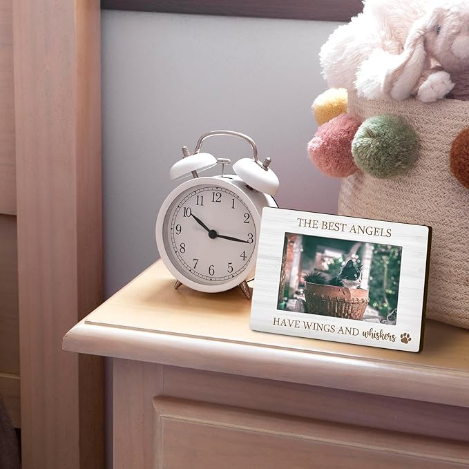 Dog Cat memorial 4x6 Picture Frame, Gifts for Pet Owner Photo Frame, Pet Memorial Gifts for Loss of Dog, the Best Angels Have Wings and Whiskers Picture Photo Frames for Desk Decor