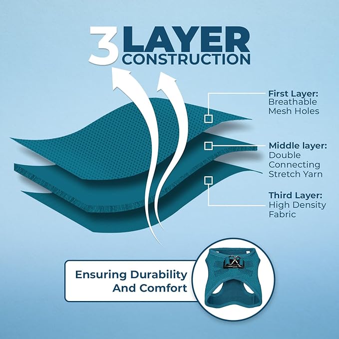 Voyager Step-in Air Cat Harness - All Weather Mesh Step in Vest Harness for Small and Medium Cats by Best Pet Supplies - Set (Turquoise), XXS