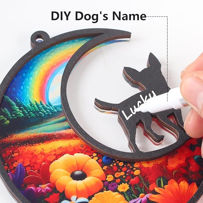 DIY Chihuahua Memorial Suncatcher with Sympathy Card,Loss of Dog Sympathy Gift,Rainbow Bridge Dog Memorial Gifts, Chihuahua Gifts for Women, Xmas Dog Decor Ornament (5-Chihuahua)