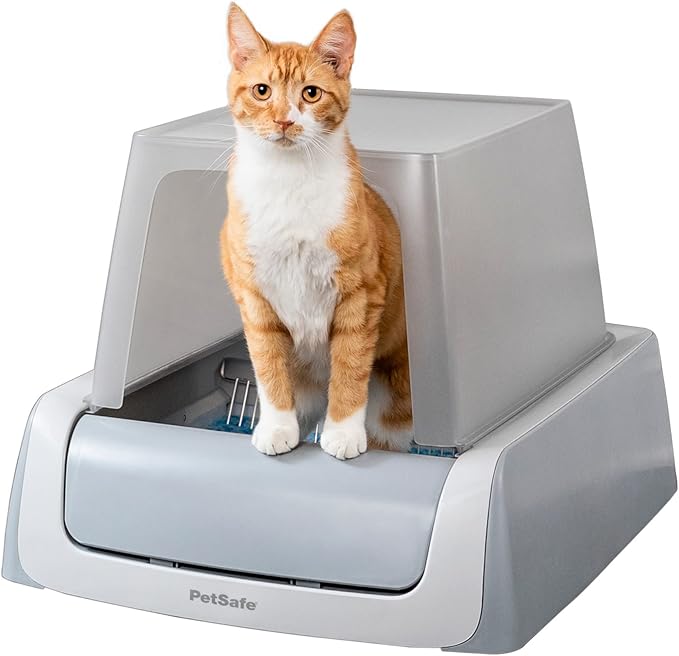 PetSafe ScoopFree Crystal Pro Self-Cleaning Automatic Cat Litter Box - Front-Entry Motion-Sensing Cat Box with Integrated Health Counter - Includes 1 Disposable Crystal Litter Tray
