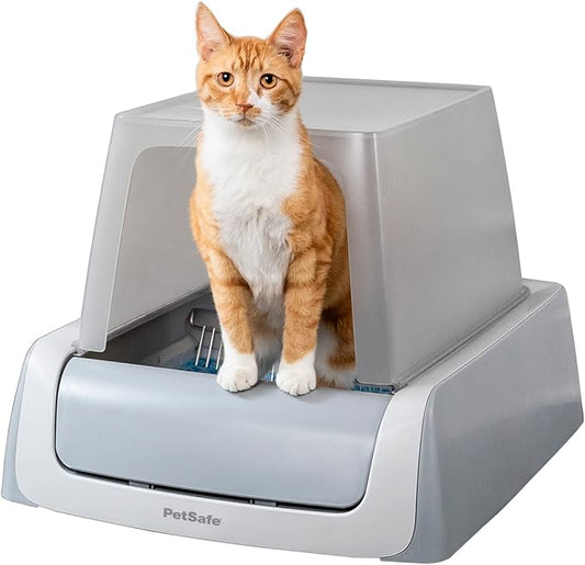 PetSafe ScoopFree Crystal Pro Self-Cleaning Automatic Cat Litter Box - Front-Entry Motion-Sensing Cat Box with Integrated Health Counter - Includes 1 Disposable Crystal Litter Tray