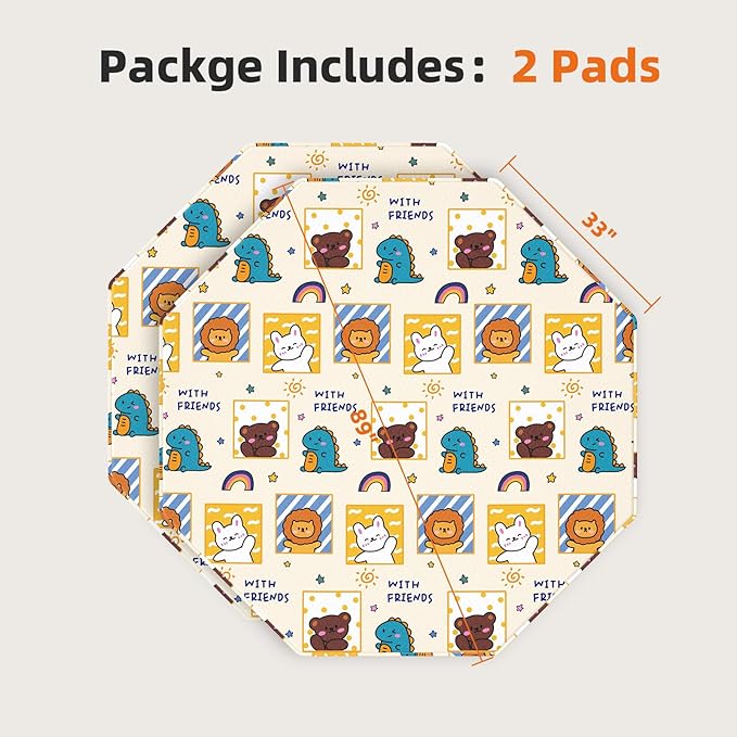 PJYuCien Washable Pee Pads for Dogs 2 Pack, 89" x 33" Octagonal Reusable Pee Pads for Dogs, Leak-Proof Pet Training Pads, Puppy Pads for Non-Slip, Designed for 24/30/36/42'' Width 8 Panels Pen