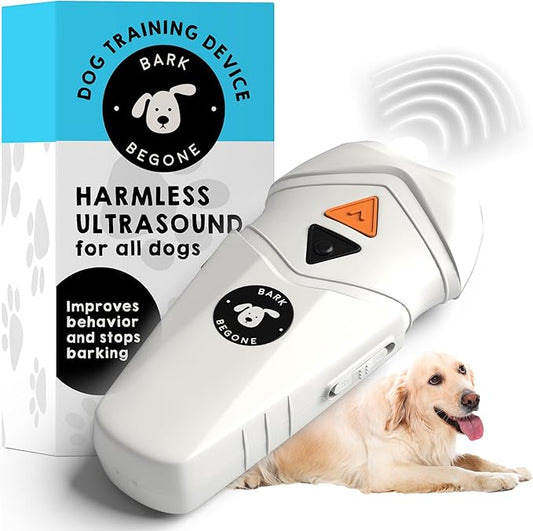 Ultrasonic Dog Bark Deterrent & Behavior Corrector - Stop Barking, Jumping, Aggression Without Yelling - Just Point & Press! Backed by Kevin Harrington from Shark Tank (White Rechargeable)