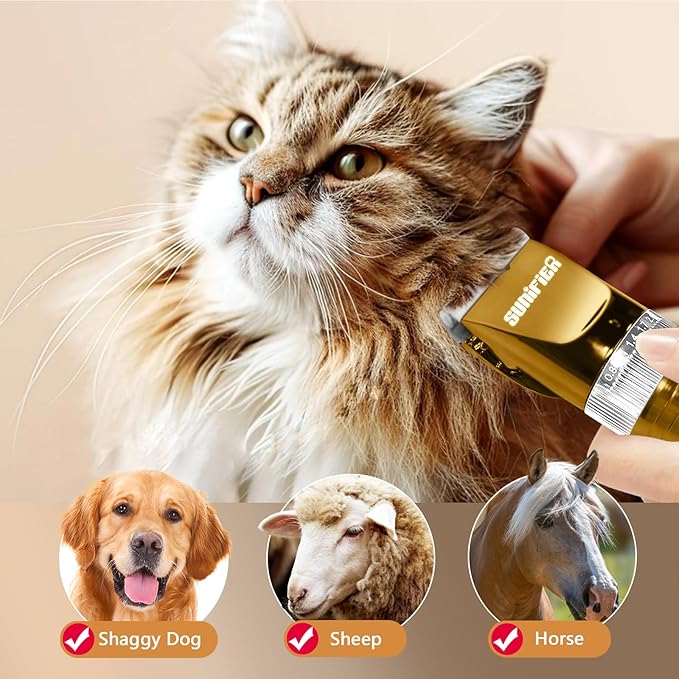 Professional Dog Grooming Clippers for Thick Coat - Dog Hair Trimmer for Grooming- Sheep Shears for Thick Hair – Pet Grooming Clippers for Dogs, Cats, Sheeps, Horse (Gold)