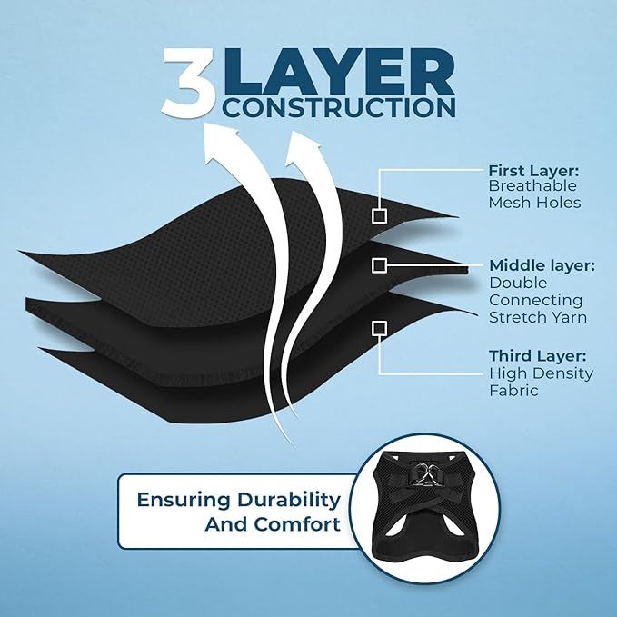 Voyager Step-in Air Cat Harness - All Weather Mesh Step in Vest Harness for Small and Medium Cats by Best Pet Supplies - Harness Leash Set (Black), XXS