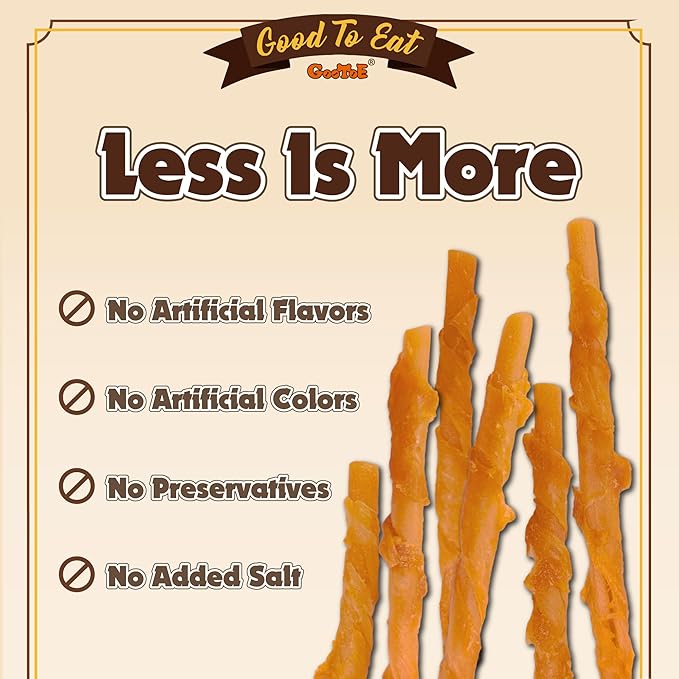 Gootoe Turkey Tendon Dog Treats, Twists (M) 5 oz, USA-Sourced Turkey Tendon, Natural Snack, Premium Puppy Chews, Hypoallergenic, Rawhide-Free, Reseal Value Bags, Size for Medium Dogs