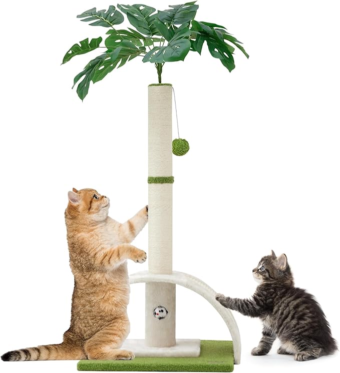 Cat Scratching Post, 35" Tall Cat Scratcher Kitten Scratch Post with Sisal Rope for Indoor Cats Claw Scratcher, Cat Tree with Dangling Ball for Kitties and Cats