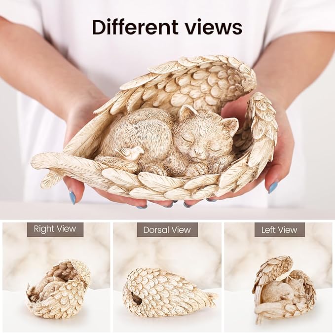 Cat Memorial Stone for Outdoor, Pet Memorial Stones for Cats with Personalized Engraving, Weather-Resistant Garden Stone for Backyard & Memorial Garden to Forever Loved Cats (Light Brown)