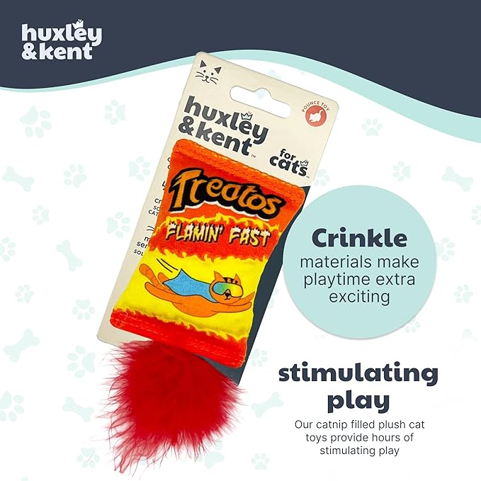 Huxley & Kent Plush Cat Toy - Interactive Catnip Toy for Cats & Kittens - Soft with Crinkle & Catnip - Fun Indoor Play - Treatos Snacks