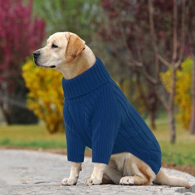 XXXL Dog Sweater for Giant Breed, Warm Winter Fall Dog Sweaters for Dog Girls Boys, Turtleneck Dog Knitwear, Doggie Christmas Sweater, Pet Sweatshirt Clothes Outfit Knit Boxer (Blue XXXL)