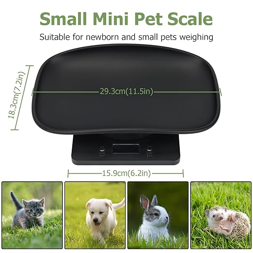 Digital Small Animals Scales for Weighing with Tape Measure, Puppy Whelping Scale Weigh Your Kitten, Rabbit with High Precision (Black Pet Scale&Tape)