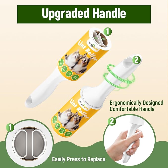 Extra Sticky Lint Roller for Pet Hair – 500 Sheets, Reinforced 2 Handles, Dog & Cat Hair Remover for Clothes, Carpet, Furniture
