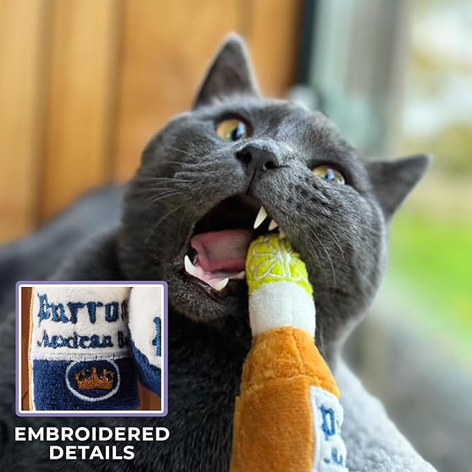 White Paw Mango & Lime + Purrrona Beer Bottle & Ball Set, Plush Cat Toys Catnip Filled with Interactive Crackle Sound, Safe & Durable Toys for Cat & Kitten, 4 Pcs