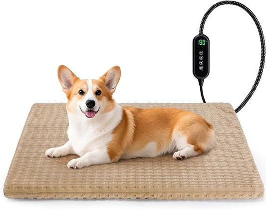 Cat Heating Pad, Waterproof Heated Cat Dog Bed with Adjustable Temperature & Timer, Electric Pet Mat for Indoor Cats Dogs, Chew Resistant Steel Cord（Medium : 28"x20" Brown）