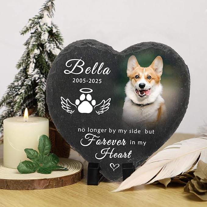 Dog Memorial Gifts for Loss of Dog Cat,Personalized Pet Memorial Stone with Photo Name,Custom Pet Remembrance Gifts,Cat Memorial Sympathy Gift,Dog Passing Away Gifts,Memorial Plaques for Dogs