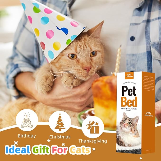 23in Pink Round Cat Dog Bed for Large Medium Small Dogs Cats, Machine Washable Sleeping Sofa, Non-Slip Bottom Breathable Soft Calming Pet Cuddler for Indoor/Outdoor/Car/Cage