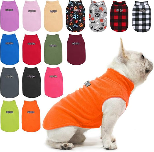 BEAUTYZOO Dog Fleece Vest Sweater Winter Jacket for Small and Medium Dogs with D-Ring Leash Cold Weather Coat Hoodie for XS S M Dogs Boy or Girls,Orange S