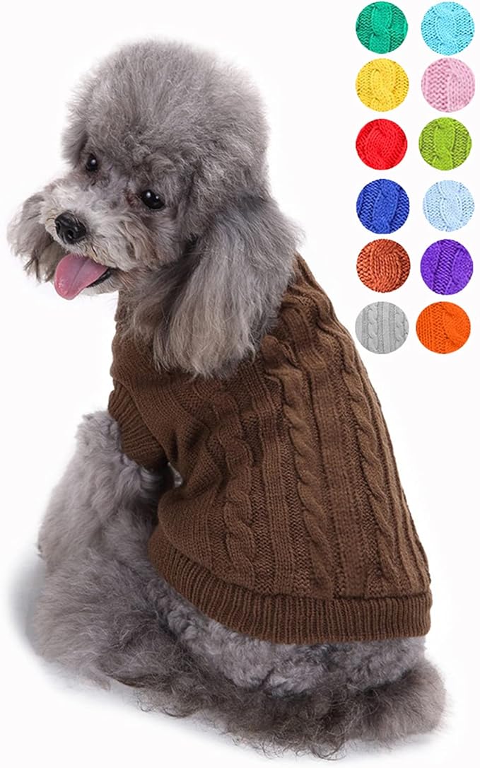 Dog Sweater for Small, Medium, Large Dogs - Warm Winter Classic Turtleneck Pet Clothes Coat for Girls Boys Puppy Cat - Cute Christmas Sweater