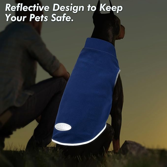 cyeollo 2 Pack Fleece Dog Sweater Pullover Dog Sweatshirt Reflective Lightweight Sweaters Warm Clothes for Medium Dogs Boy Girl Pet Apparel Blue, Mist Blue, XXL