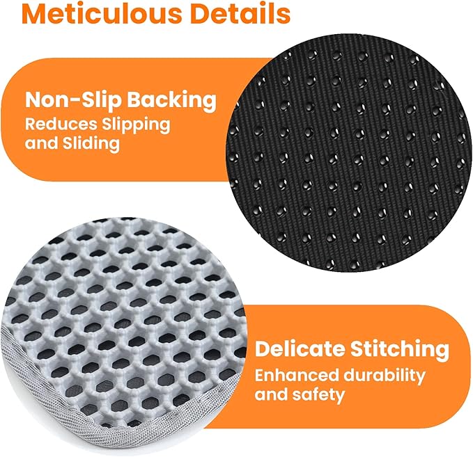 Small Cat Litter Mat, 20x14’’ Double Layer Honeycomb Cat Litter Box Mat, Non Slip Waterproof Urine Proof Litter Trapping Mat for Floor, Kitty Litter Pad, Indoor Pet Supplies, Gray