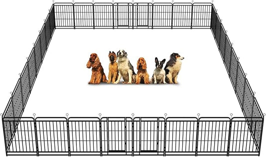 Dog Playpen Outdoor 32 Piece Panels Heavy Duty Dog Fence 40" Height with Thick Pipe Anti-Rust with Doors Portable for RV Camping Yard, Total 71FT, 406 Sq.ft, Snowy Black
