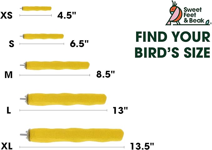 Sweet Feet and Beak Comfort Grip Safety Perch for Bird Cages - Pedicure Perch for Birds to Keep Nails and Beaks in Top Condition - Safe Easy to Install Bird Cage Accessories - L 13"