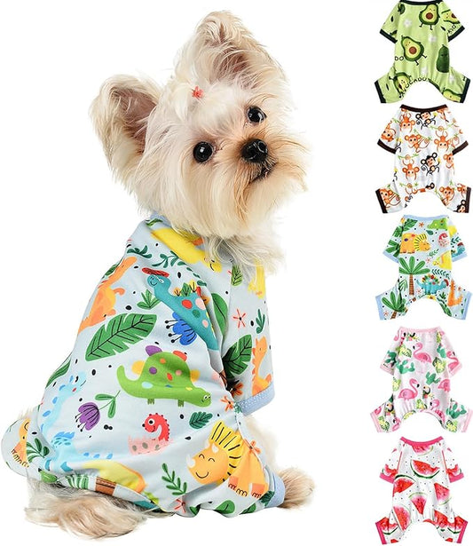 Dog Clothes for Small Dogs Boy Girl, Dog Pajamas Tiny Chihuahua Yorkie Spring Summer Shirt, Cute Puppy Outfit Pjs Jumpsuit Cat Onesie Apparel Pet Clothes