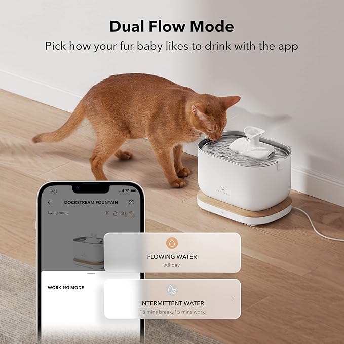 PETLIBRO App-Controlled Cat Water Fountain, Pet Water Fountain with Stainless Steel Tray, Water Fountains for Cats Indoor with Drinking Monitoring, Cat Fountains for Drinking with 2 Wireless Pumps