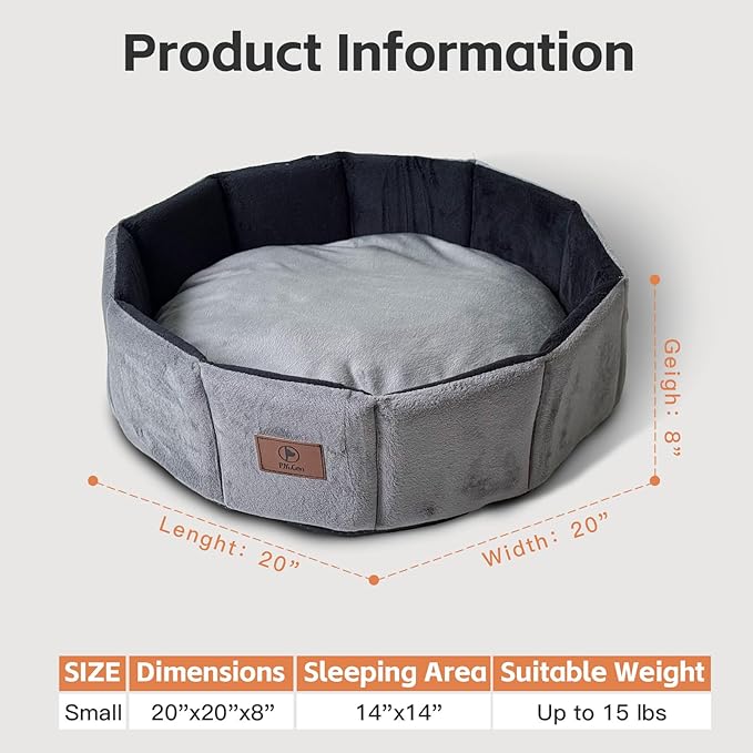 Cat Bed Kitten Bed, Washable Round Cat Beds for Indoor Cats, Super Soft Faux Rabbit Fur Small Kitten Bed for Puppy and kitten, Fluffy Inner Mat Filling Memory Foam with Anti-Slip Bottom (Gray)