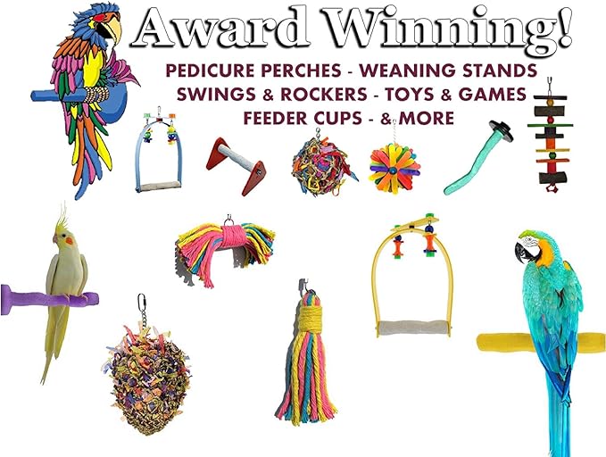 Sweet Feet and Beak Comfort Grip Safety Perch for Bird Cages - Pedicure Perch for Birds to Keep Nails and Beaks in Top Condition - Safe Easy to Install Bird Cage Accessories - X-Small 4.5"