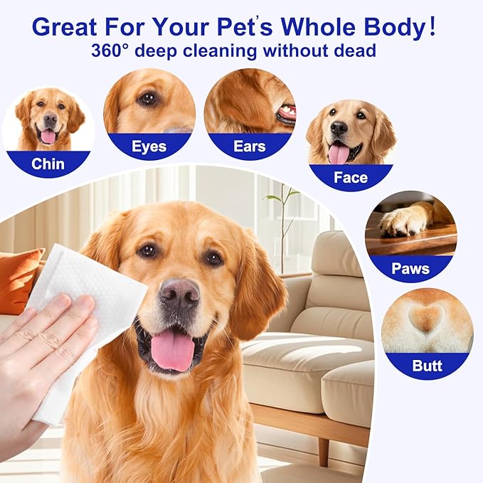MIOSSZI Extra Thick Dog Cleaning Wipes for Paws and Butt Dog Wipes Cleaning Deodorizing Pet Wipes for Dogs & Cats Puppy Wipes for Dogs Grooming Wipes 80 pcs