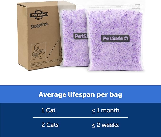 PetSafe ScoopFree Premium Crystal Cat Litter - Outperforms Clay Litter - Refill Packs - Reusable Tray Compatible - Lavender Scent - 4.3 lb Bags - 2 Pack