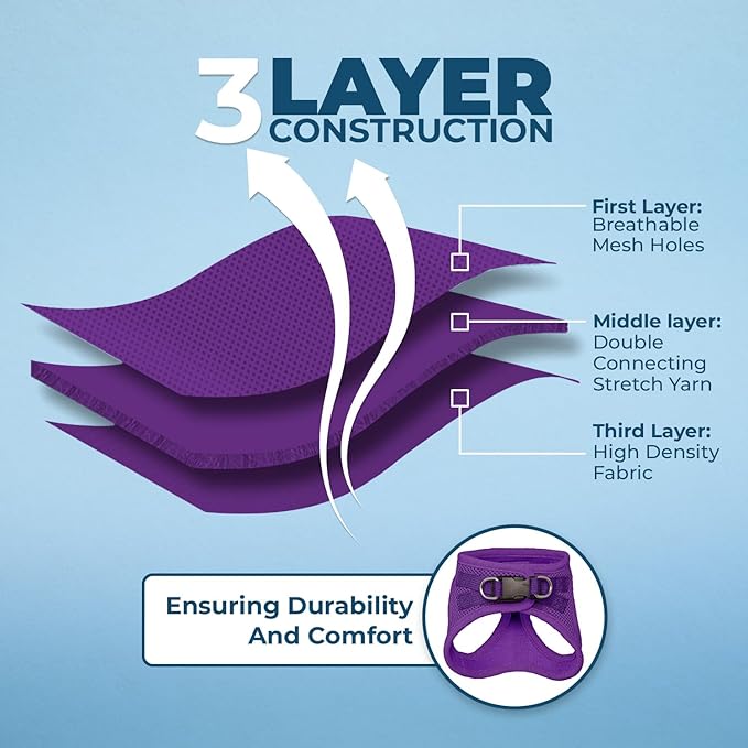 Voyager Step-in Air Cat Harness - All Weather Mesh Step in Vest Harness for Small and Medium Cats by Best Pet Supplies - Set (Purple), XXXS