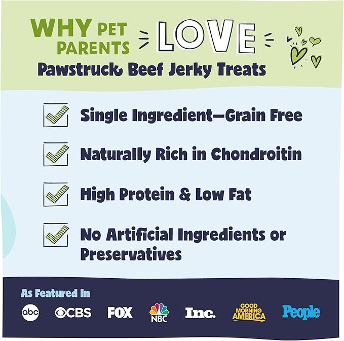 Pawstruck Premium Beef Jerky Dog Treat Chews, Medium 4"-6" Strips – Supports Hip & Joint Health, Rich in Glucosamine & Chondroitin, No Added Preservatives – 25 Count