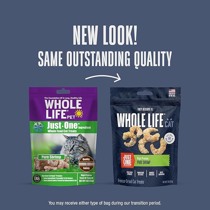 Whole Life Cat Just One Shrimp Freeze Dried Cat Treats - Human Grade High Protein Food, Healthy Training Snacks, Freeze Dried Shrimp Food Toppers, USA Made Natural Treats - .7 oz (Pack of 1)