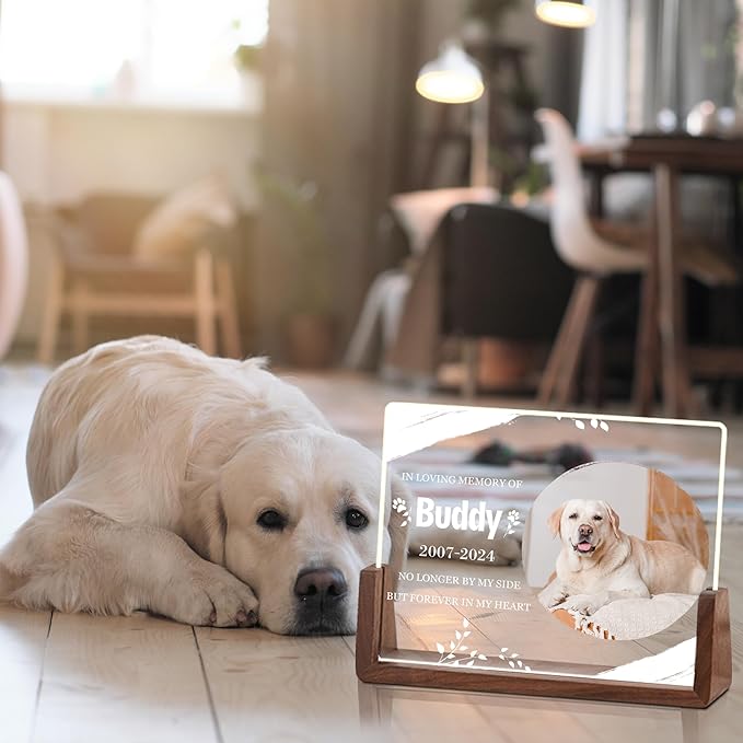 Custom Dog Memorial Gifts for Loss of Dog, Pet Sympathy Gifts, Customized Dog Passing Away Acrylic Plaque with Photo, Loss of Dog Sympathy Gift, Personalized Christmas Birthday Gifts for Pet Lover