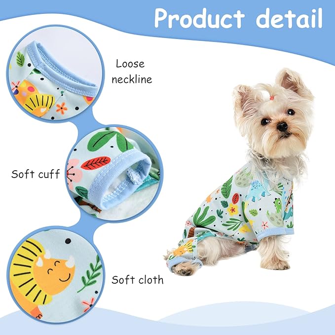Dog Pajamas for Small Dogs Boy Girl, Dog Clothes Tiny Chihuahua Yorkie Spring Summer Shirt, Cute Puppy Outfit Pjs Jumpsuit Cat Onesie Apparel Pet Clothes