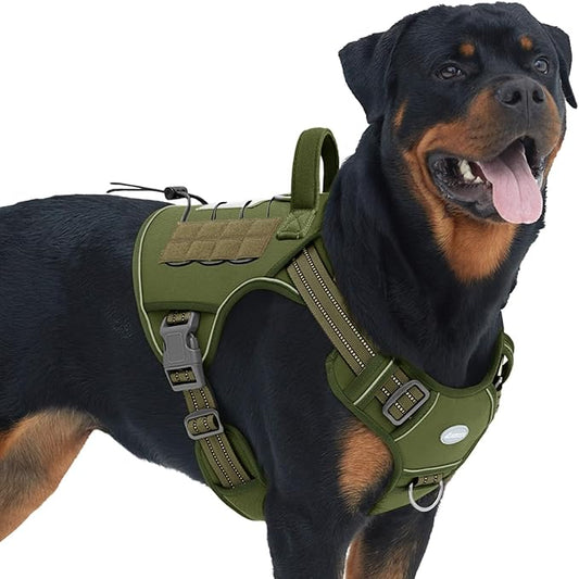 AUROTH Tactical Dog Harness for Large Dogs No Pull Adjustable Pet Harness Reflective K9 Working Training Easy Control Pet Vest Military Service Dog Harnesses