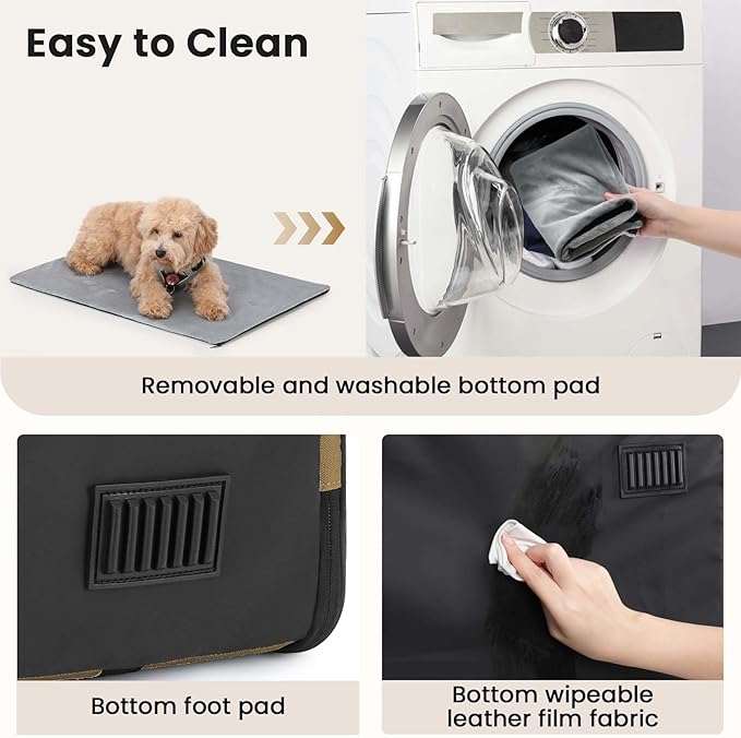 Dog Car Carrier Light Weight, Dog Carrier for Cars Easy to Assemble, Dog Cars Crate Portable and Breathable, Foldable Pet Carrier for Both Indoor and Outdoor Use, Dogs Travel Crate with Curtain Brown