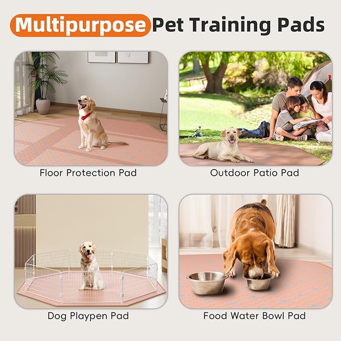 PJYuCien Washable Pee Pads for Dogs 2 Pack, 89" x 33" Octagonal Reusable Pee Pads for Dogs, Leak-Proof Pet Training Pads, Puppy Pads for Non-Slip, Designed for 24/30/36/42'' Width 8 Panels Pen