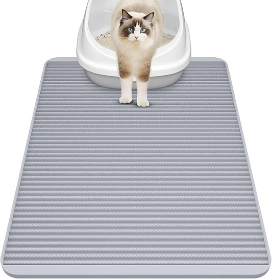 Silicone Cat Litter Mat for Litter Box - Large 31" x 23" Waterproof Litter Trapping, Non-Slip, Durable, Easy Clean Scatter Control & Washable Kitty Floor Mat